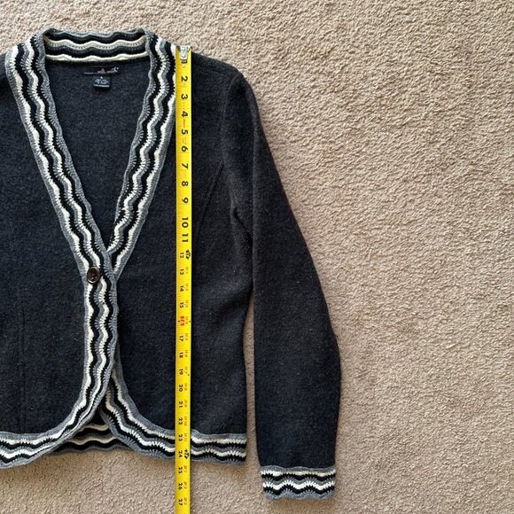 Willi Smith Sweater Womens Small 100% Wool Cardigan 1 Button Close Grey - Picture 6 of 10